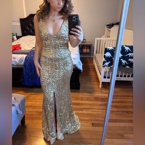 Sequin Gold Evening Gown